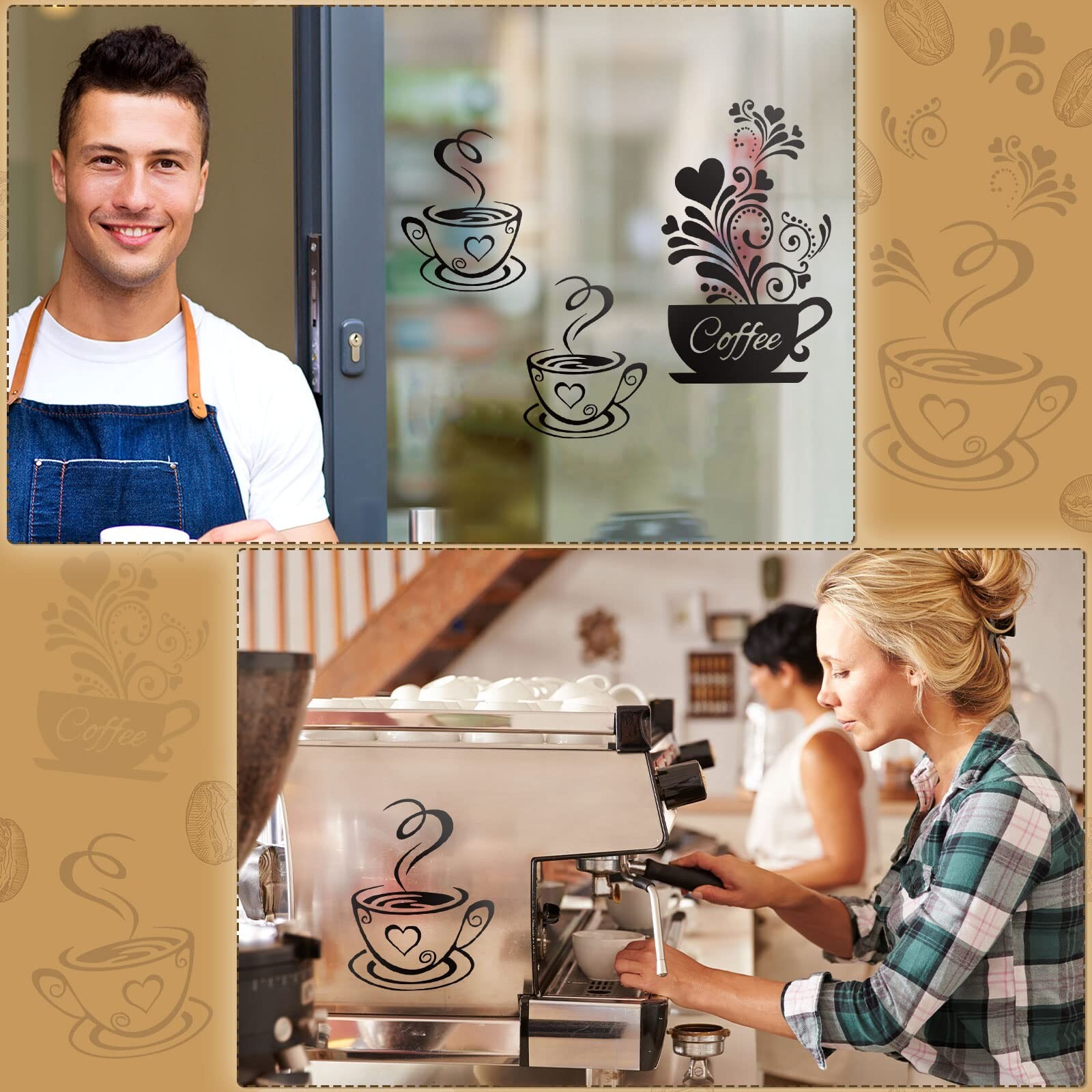 Kitchen Wall Decor Sticker Coffee Tea Cup Flower Wall Art Decor Sticker Black…