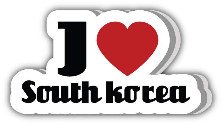 I Love South Korea Slogan Car Bumper Sticker Decal