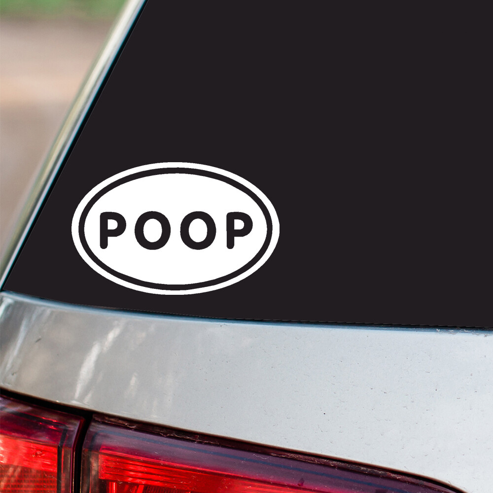 Poop Sticker Crap poo Funny oval euro chrome & regular vinyl color choices