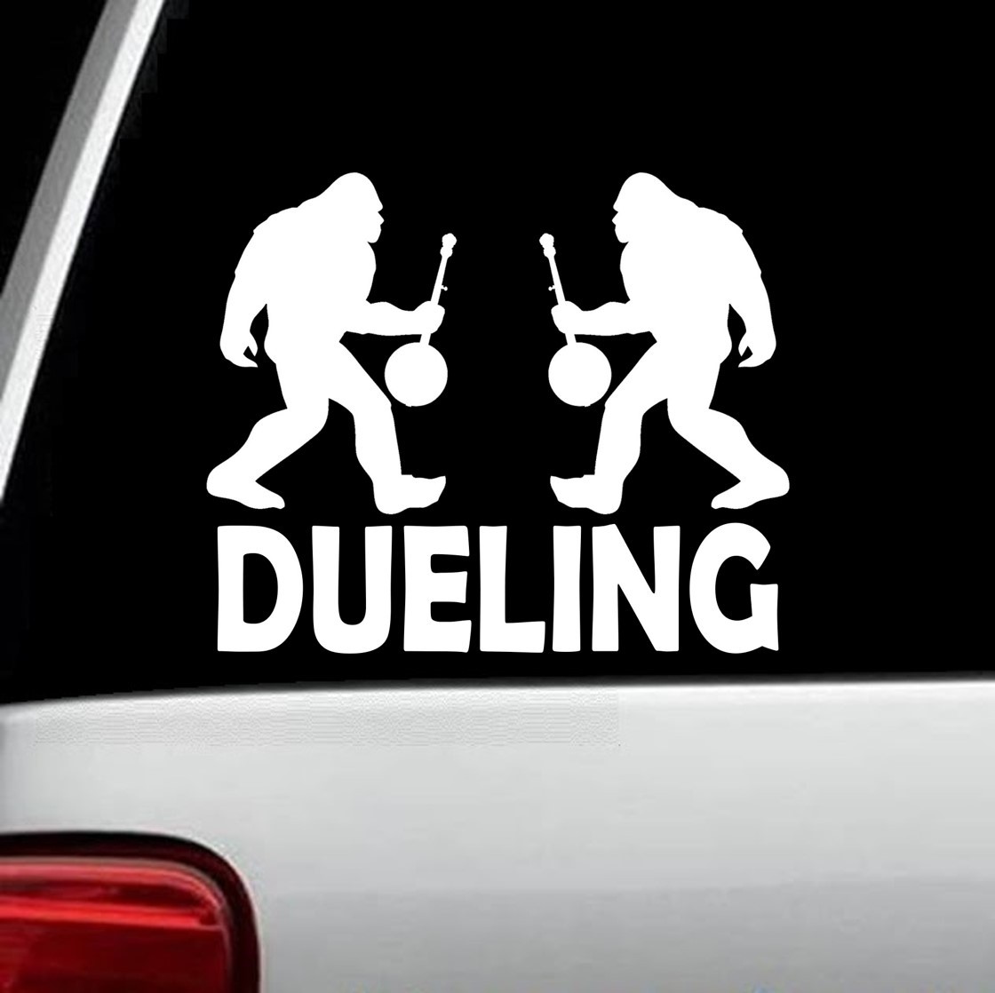 Dueling Bigfoot with Banjo Bluegrass Decal Sticker for Car Window 6.0 Inch BG253