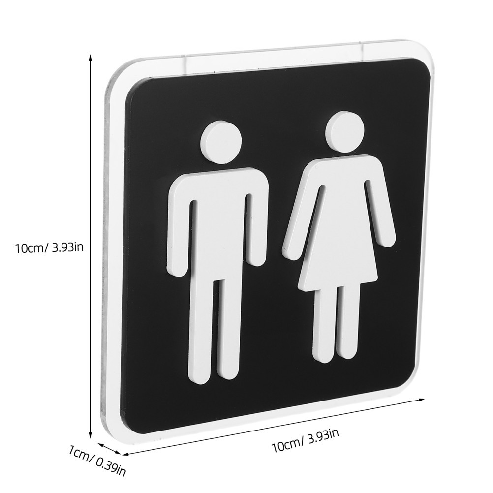 Restroom Sign Label: 3.94 X 3.94 Inches Unisex Self Adhesive Bathroom Sign,