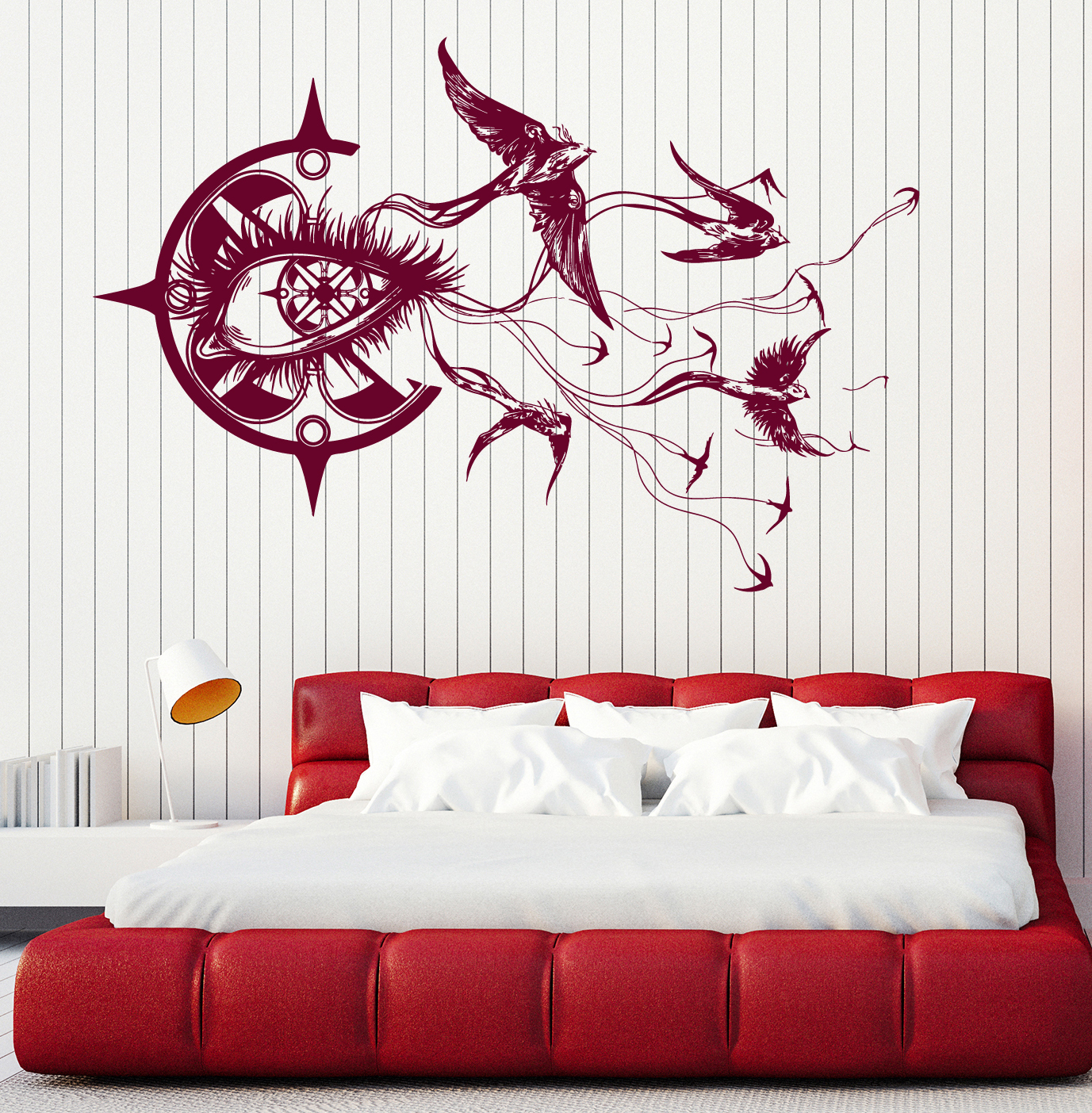 Wall Vinyl Decal Fantastic Bird Eye Orientation of the Side of World z4595