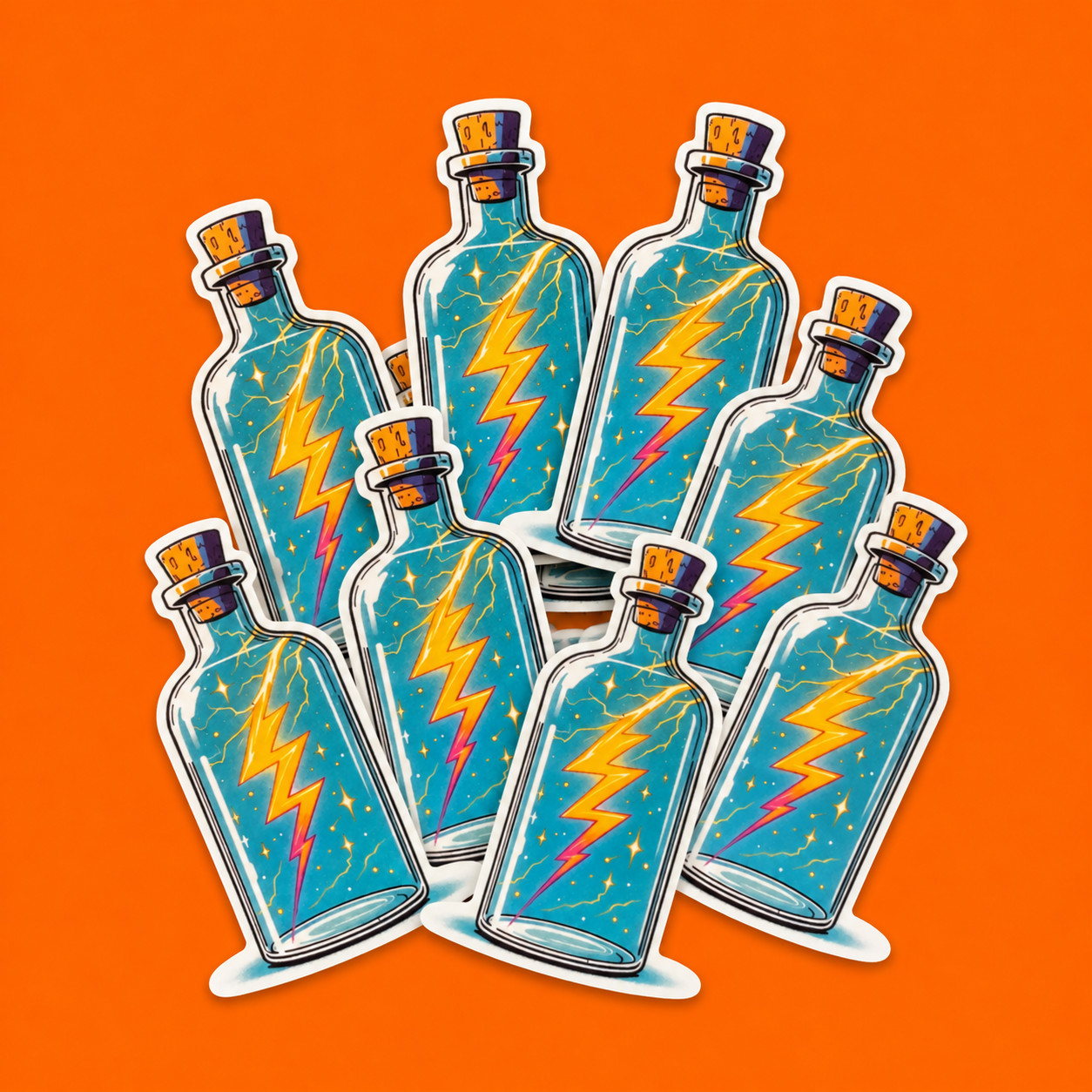 Lightning in a Bottle Vinyl Sticker 4×2.5 Inch Waterproof & Fade Resistant