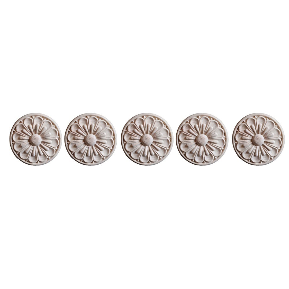 Set of 5 Round Wood Onlays for Handcrafted Furniture Carving (84 characters)