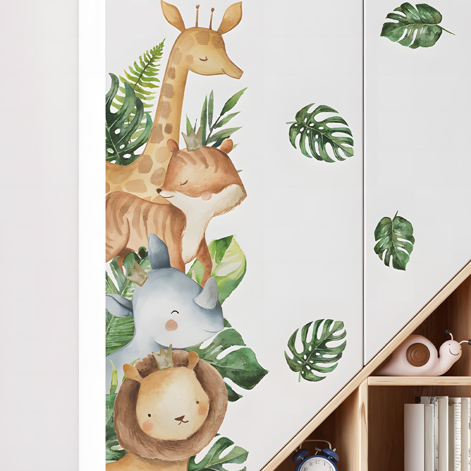 Safari Animals Wall Stickers Removable Peel and Stick Giraffe Elephant,Jungle…