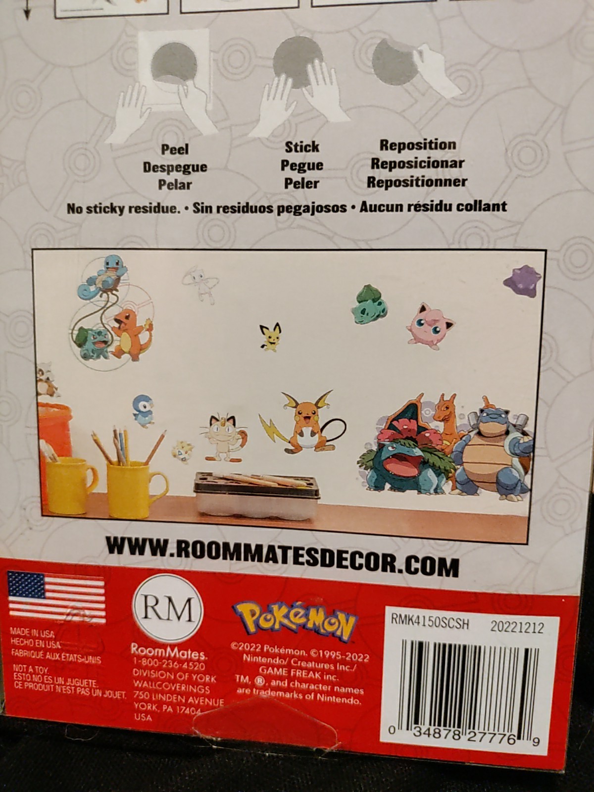 Pokemon Peel And Stick Wall Decals 25 Count Room Mates 2022 Kids Room Decor