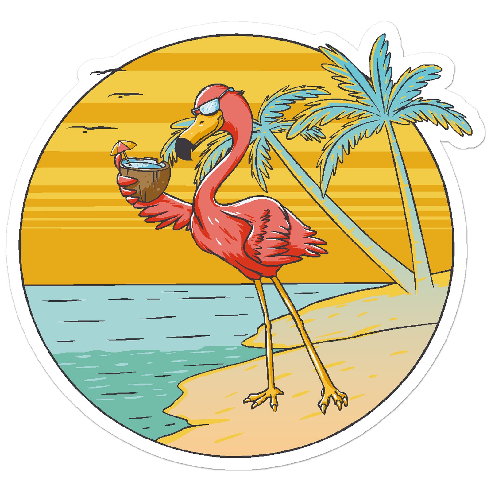 Flamingo Beach Funny – Vinyl Decal Sticker – Car Window Laptop – ebn7963