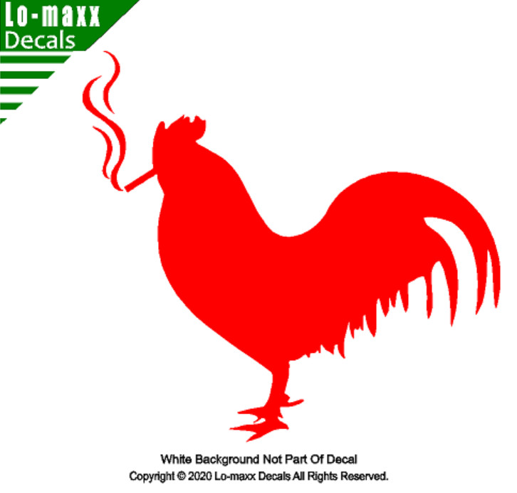 Smoking Chicken Rooster Country Farm Truck Car Funny Novelty Die Cut Vinyl Decal