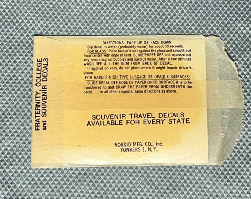Vintage Florida Sun & Gator Decal in Original Sleeve by Norsid Yonkers 1, NY