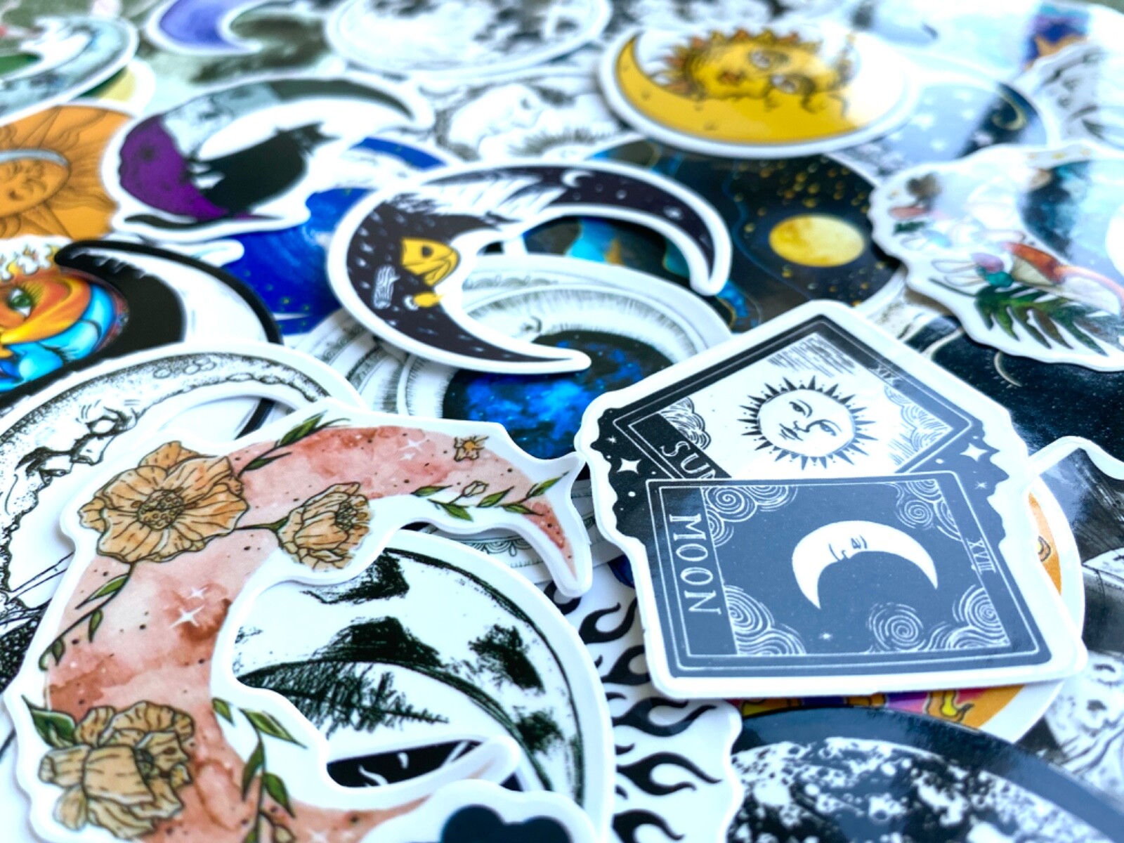 5-50 pcs Gothic Moon Stickers, Astrology Zodiac Stars Tarot Horoscope Decals
