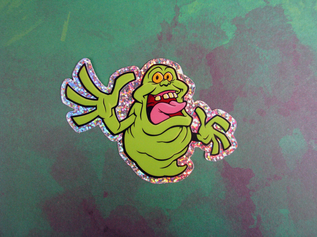 Slimer Glitter Sticker Ghostbusters Shiny Metallic Skateboard Decal 3"