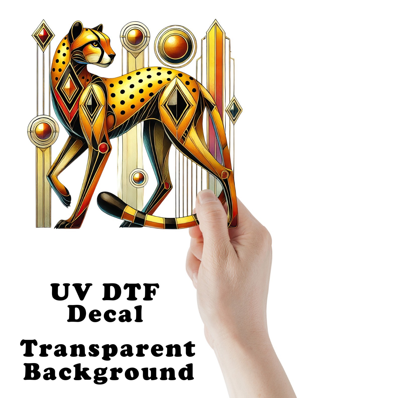 Art Deco Leopard UV DTF Transparent Sticker / Decal