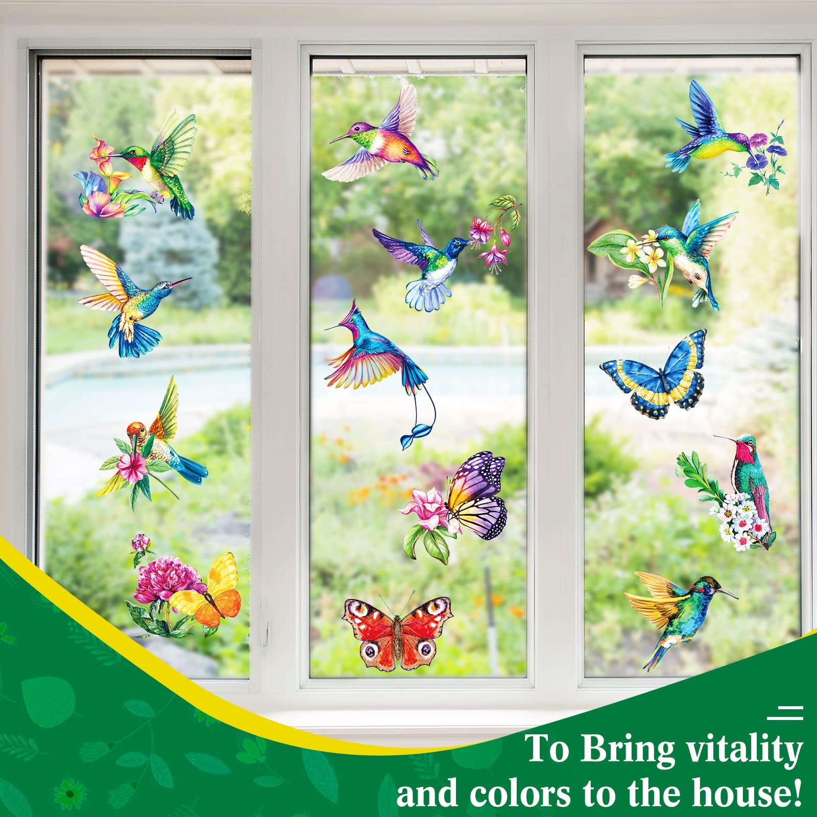 Pajean 32 Pieces Hummingbird Window Clings Anti Collision As Pictures Shown