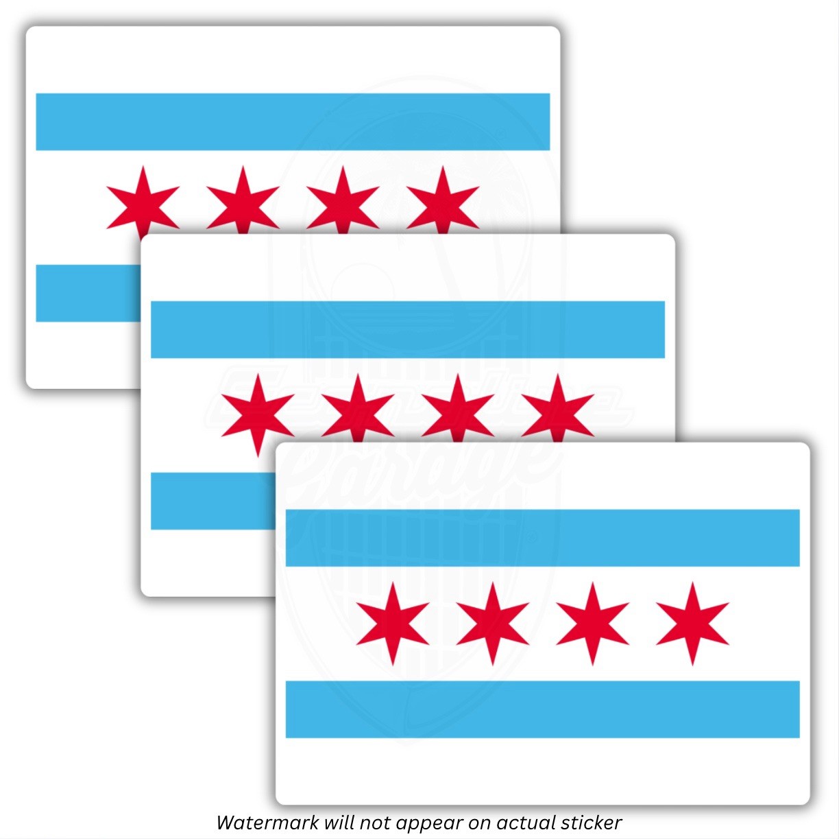 X3 City of Chicago Illinois 3” Flag Sticker Decal Windy City ORD Chi-Town Police