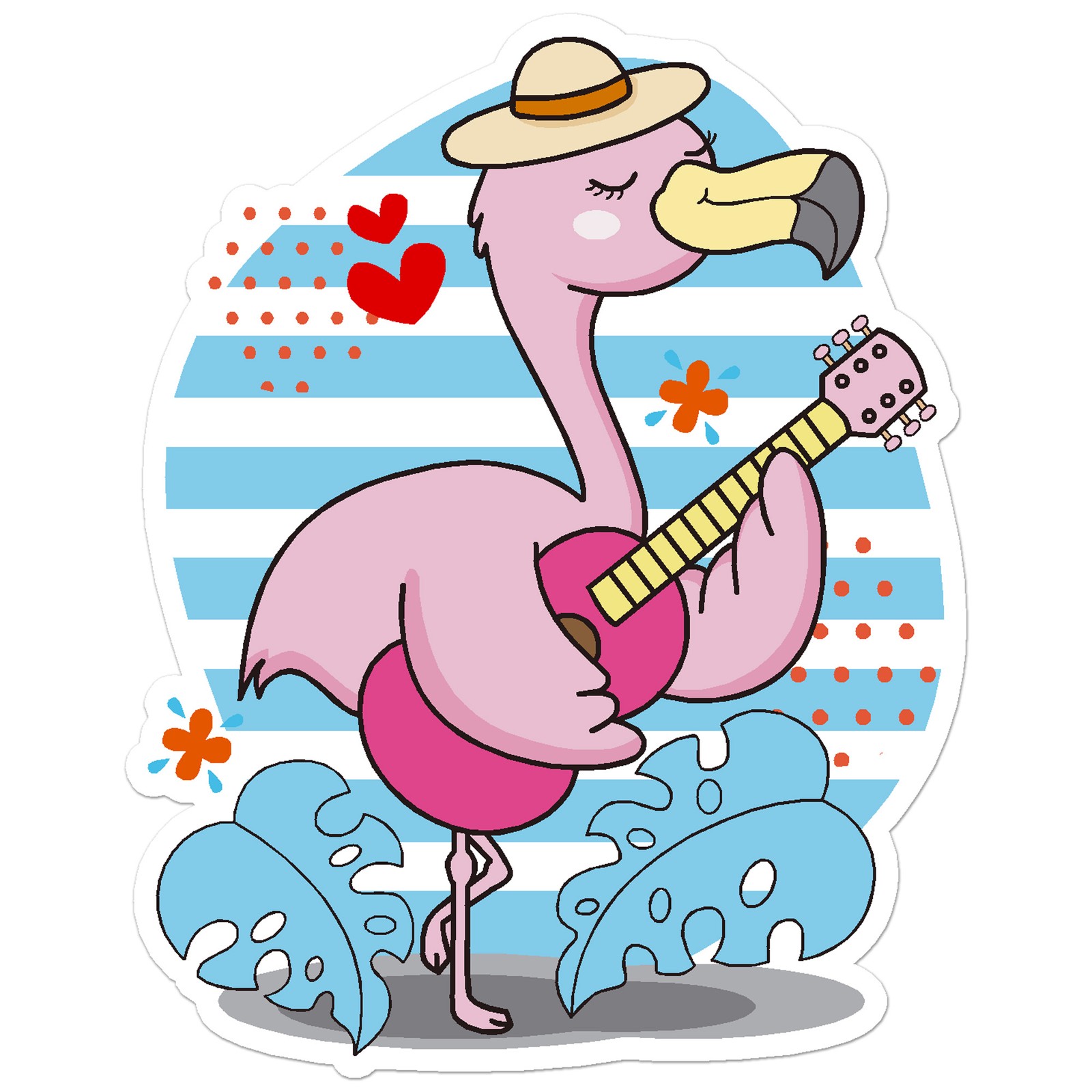 Guitar Playing Flamingo – Vinyl Decal Sticker – Car Window Laptop – ebn9020