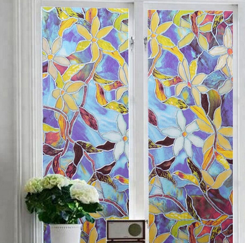 PVC Staticks Privacy Window Glass Film Sticker Cling Frosted Stained Bathroom