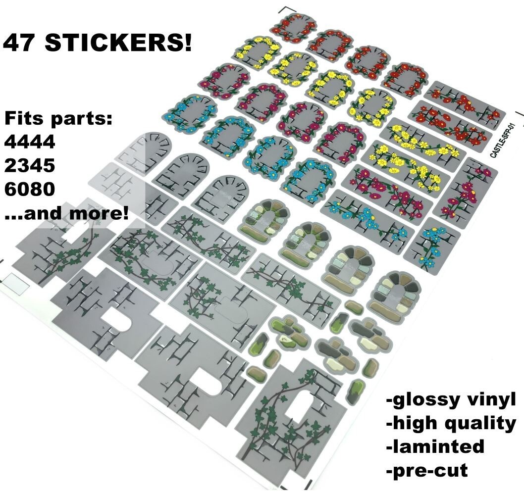 Custom Castle Stickers for Parts 4444, 2345, 6080 + More (Lego Compatible)