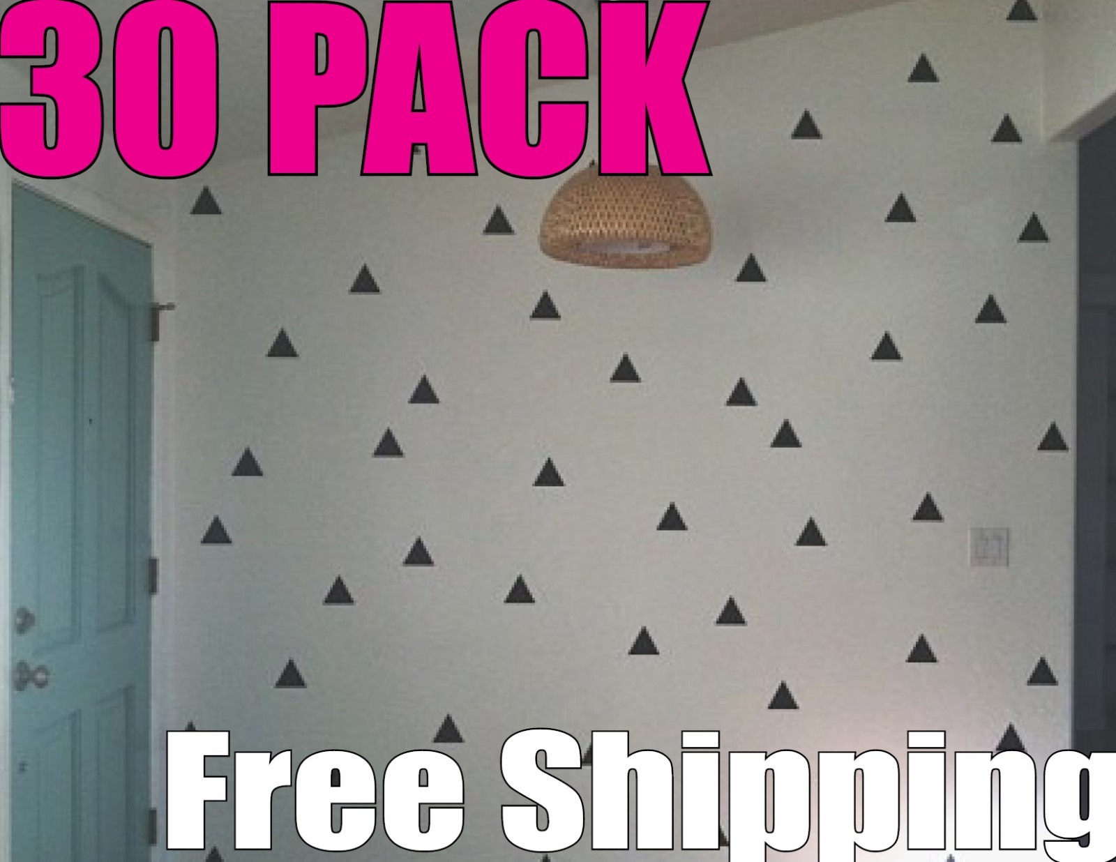 TRIANGLES – 30 wall vinyl decal stickers cute room decor – 4 inch wide FREESHIP
