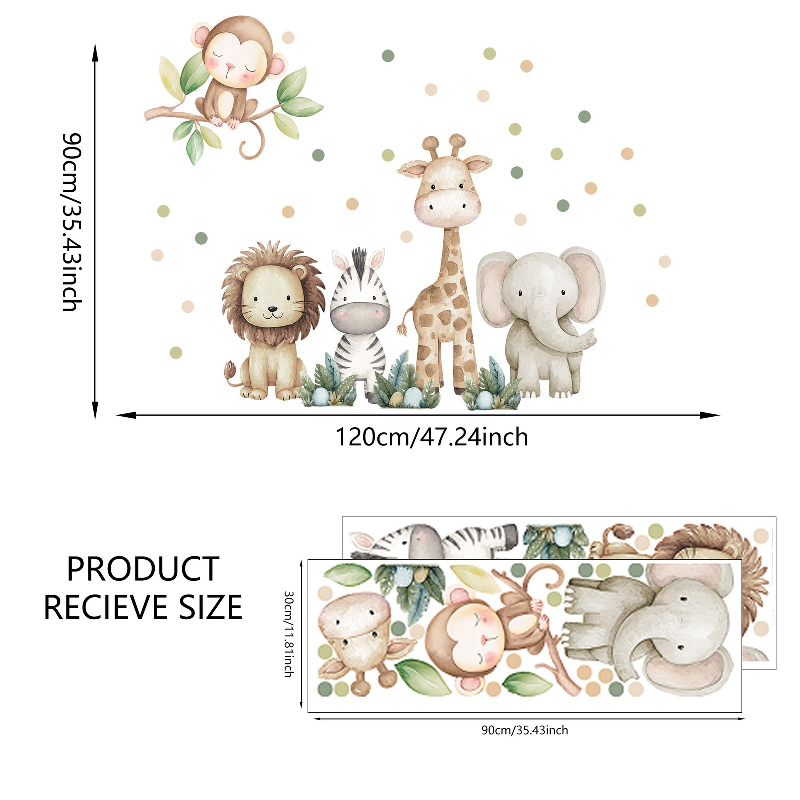 Safari Animals Nursery Wall Decal, Peel and Stick Nursery Mural Jungle Animal…
