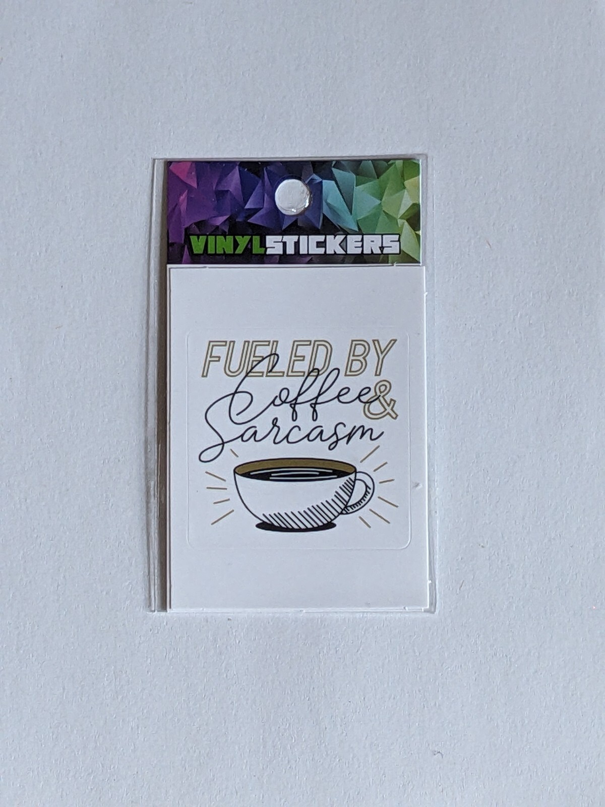 Fueled By Coffee & Sarcasm Sticker UV & Weather Resistant 1.13/16 x 2.5 inches