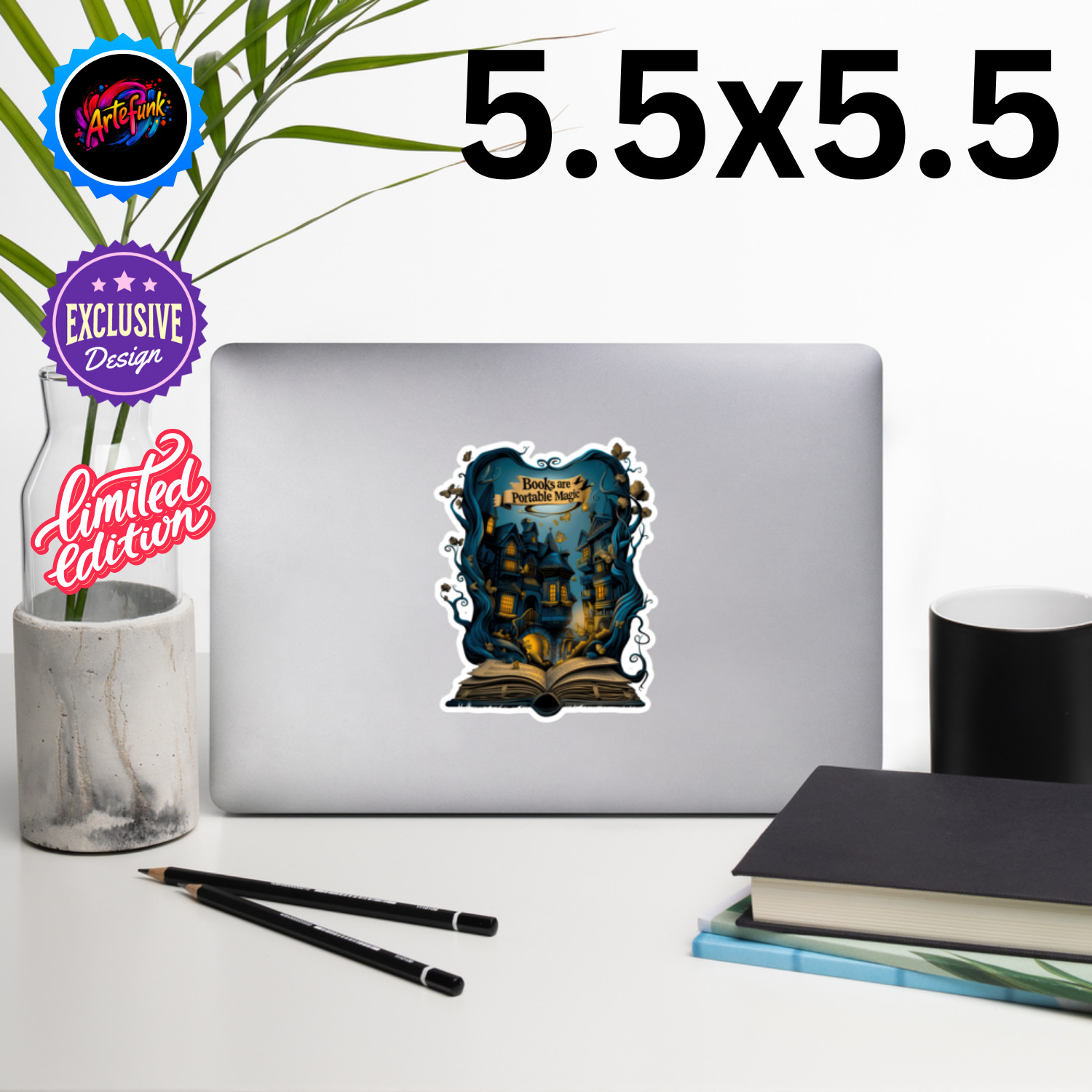 Books Are Portable Magic Sticker Bookish Aesthetic Fantasy Reader Gift