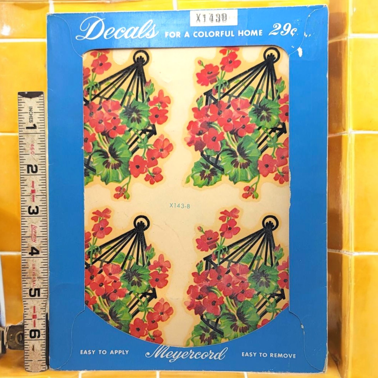 Vintage Meyercord Water Decal Floral Birdcage Geranium Tile Sticker Set