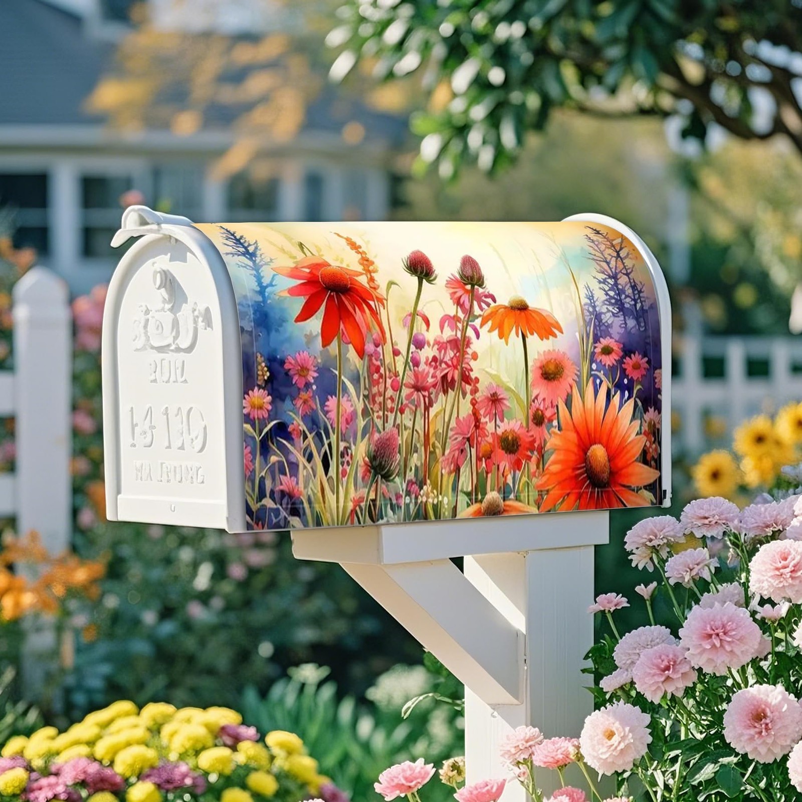 Mailbox Covers Magnetic Standard Size, Printed Floral 18 x 21 Inch, Flower