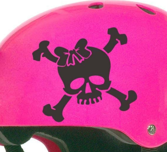 Roller Derby SKULL WITH BOW Vinyl Sticker Decal 3"-6" (Helmet not Included)