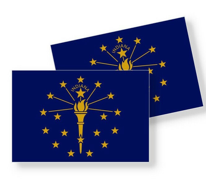 Indiana State Flag – Set of 4 Vinyl Sticker / Adhesive Decals Various Sizes