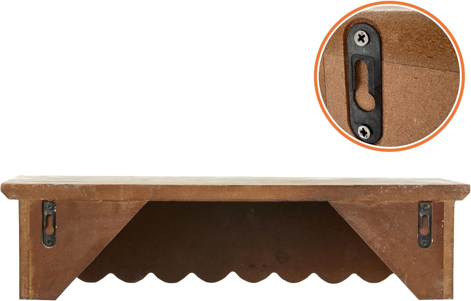 Wood Scalloped Decorative Wall Shelf, Bedroom Bathroom Kitchen Shelving Wall Mou
