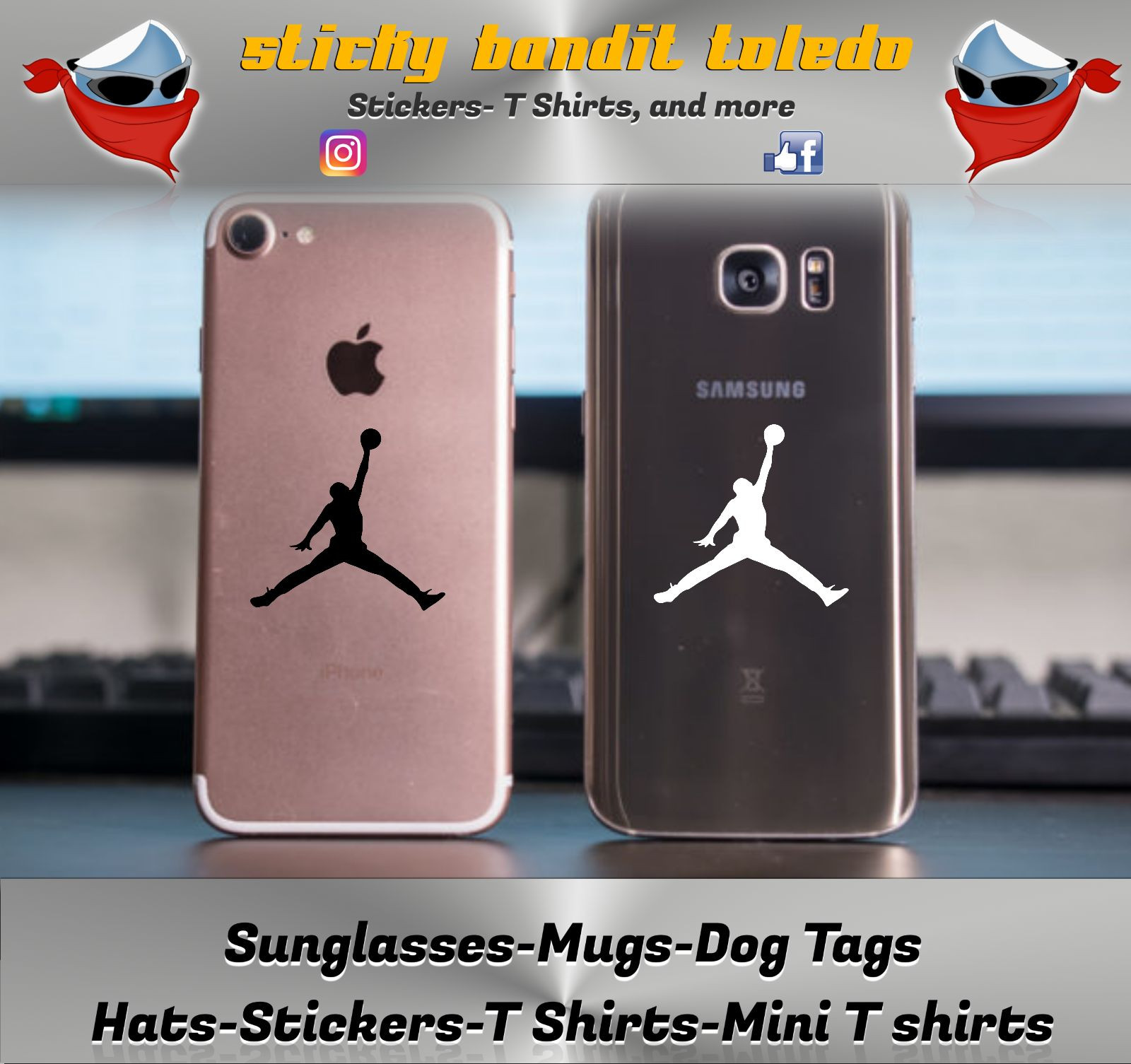 Air Jordan jumpman iphone android 2 inch window vinyl decal sticker sheet of 10