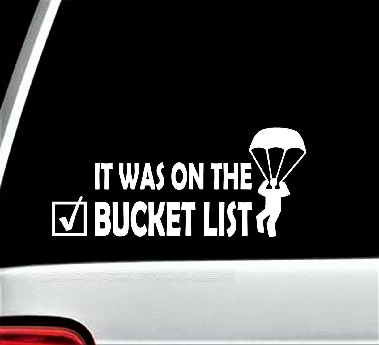 Skydiving Bucket List Parachute Decal Sticker for Car Window 8.0 Inch BG 331