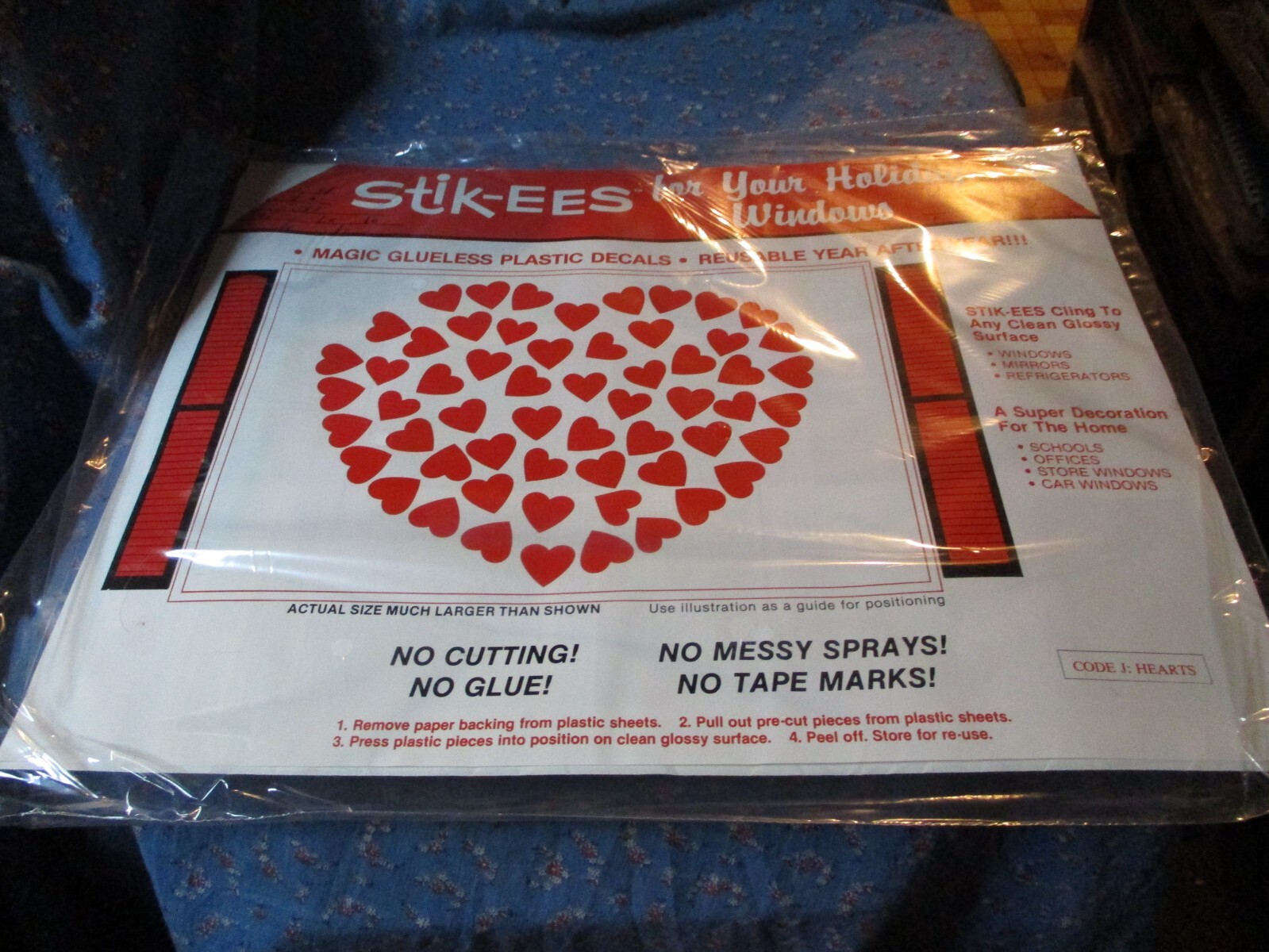 (1068) NOS Stik-ees for Creative Fun Magic Plastic Decals J Hearts