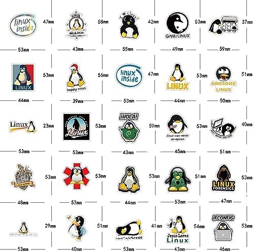 Linux Stickers 62pcs Work Decals Aesthetic Waterproof Vinyl Pack Stickers for Wa