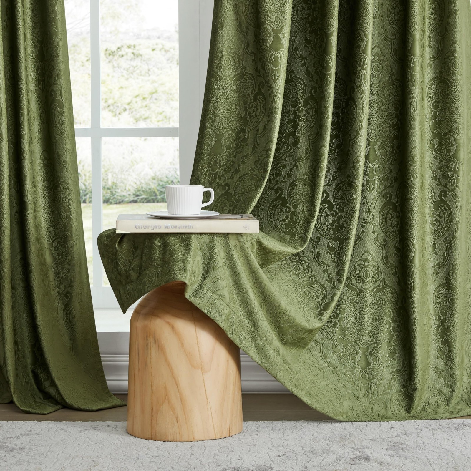GIGIZAZA Green Velvet Curtains 84 Inch for Living Room,2 Panels Luxury Vintag…