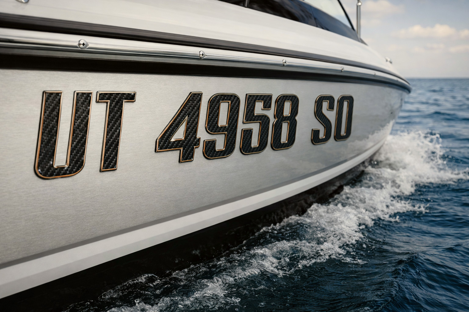 Carbon Fiber Bronze Boat & Jet Ski Registration Numbers 3D Raised Waterproof 3"