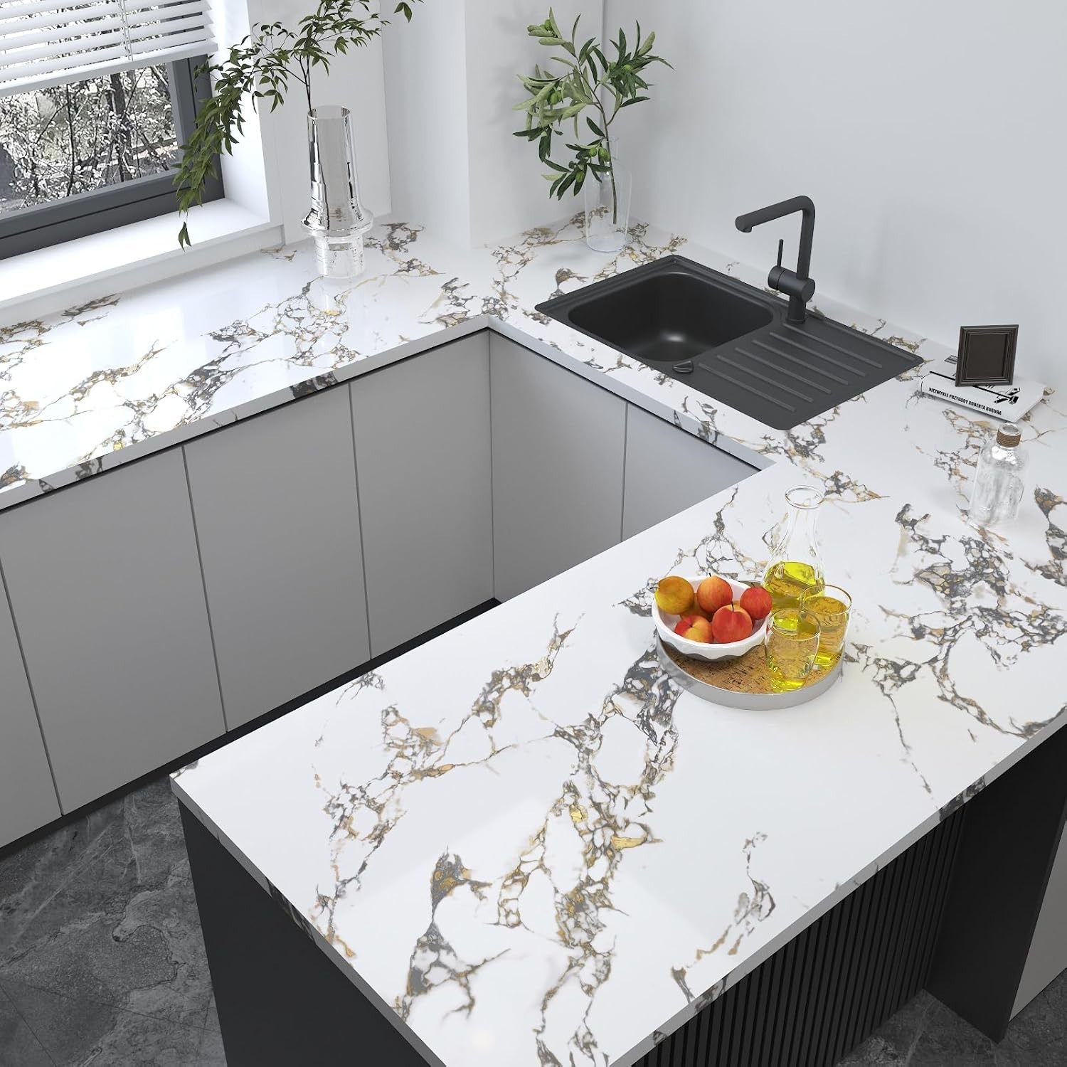 Marble self adhesive Contact Paper kitchen Granite Countertops peel and stick