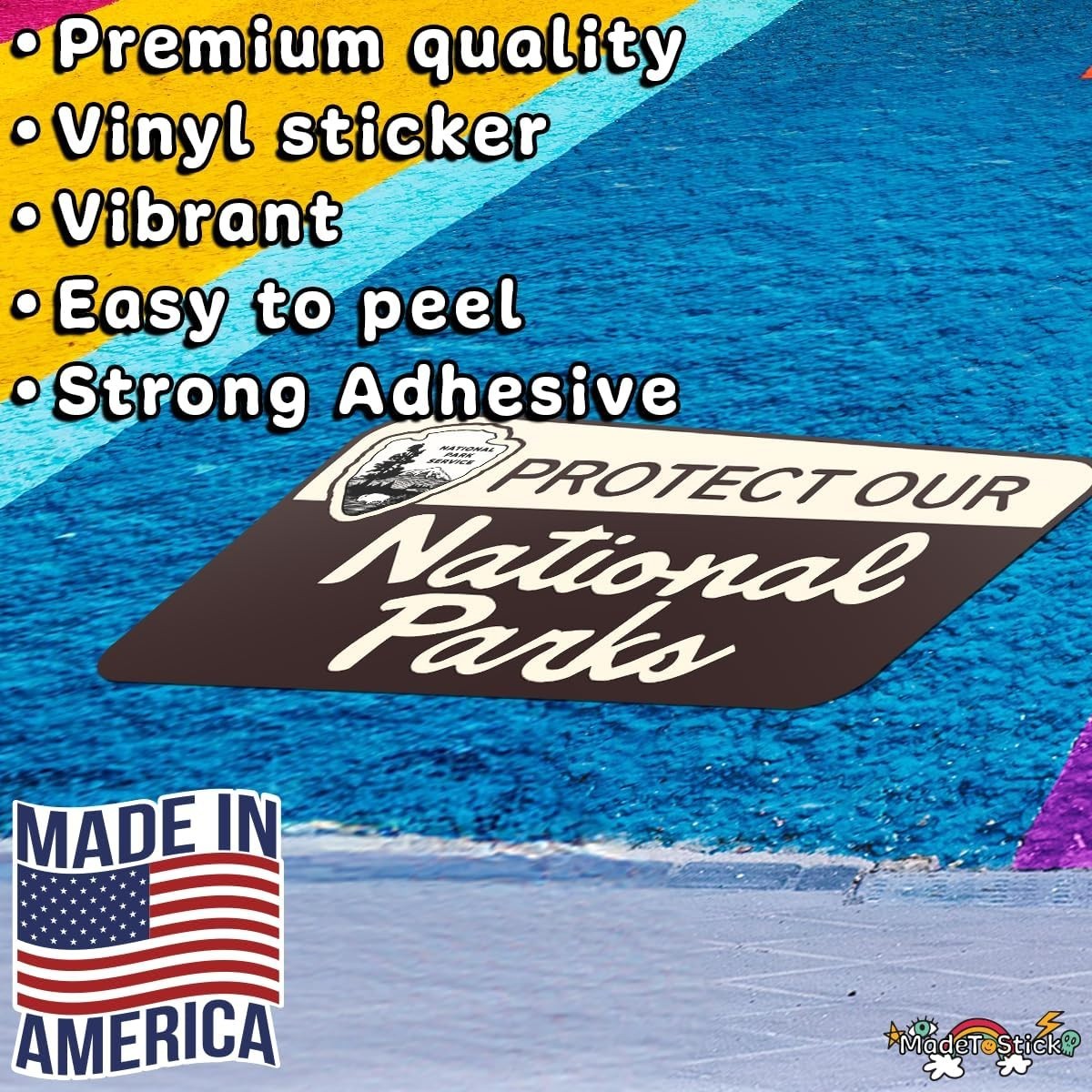 Protect Our National Parks Vintage Hiking Camping Vinyl Decal Sticker 1.9"x3.2"