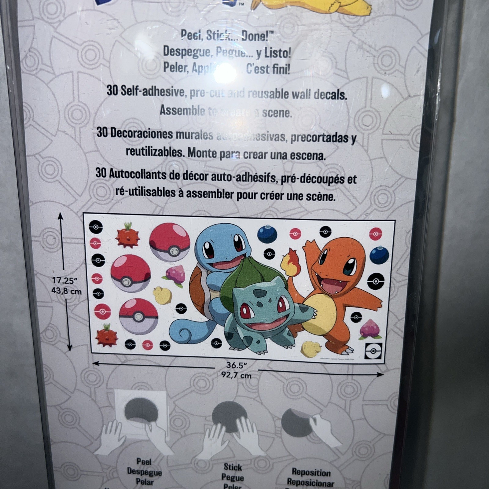 Giant Pokemon Wall Decals Kids Reusable Vinyl Cartoon Characters for Room Decor