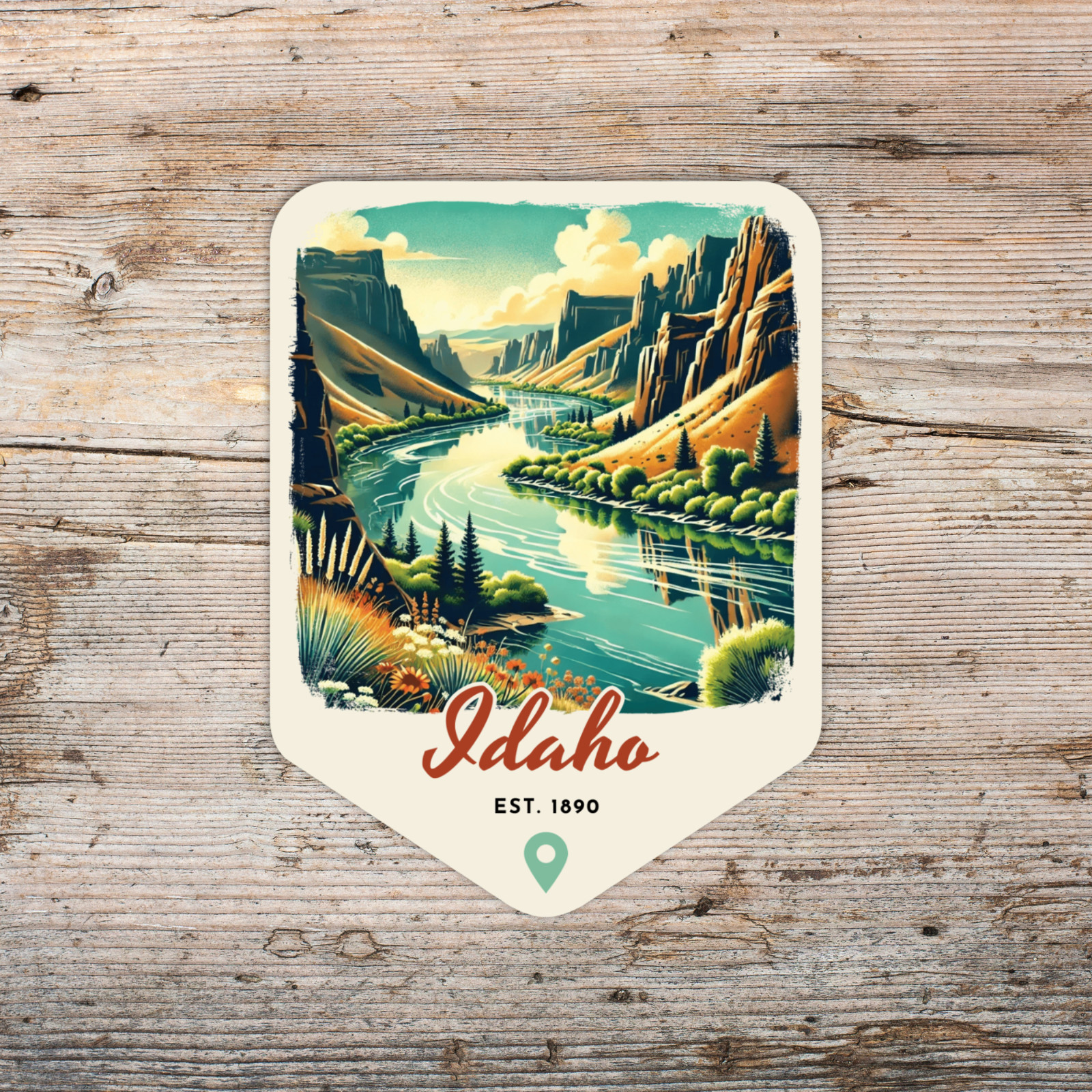 Idaho State Sticker Retro Travel Vinyl Decal