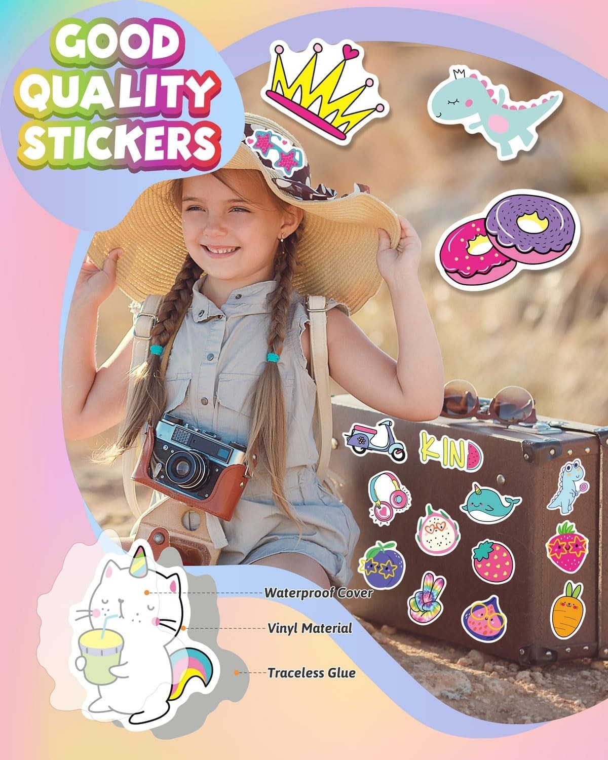Art Deco 100 PCS Cute Animal Stickers for Kids – Perfect for Bottles & Laptops