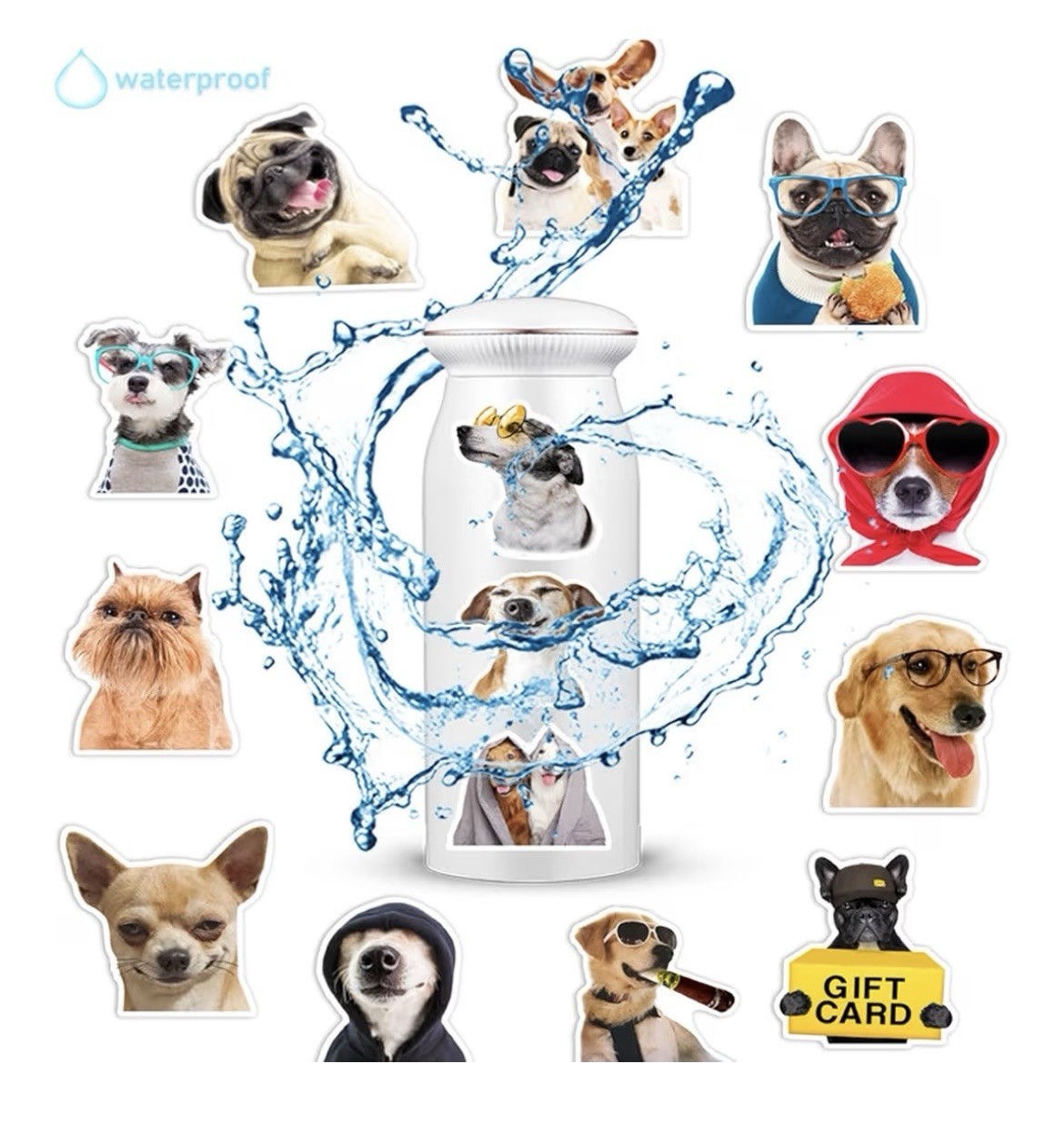 50pcs Funny Dog Stickers Puppy Animal Decals Waterproof Vinyl Gifts for Laptop
