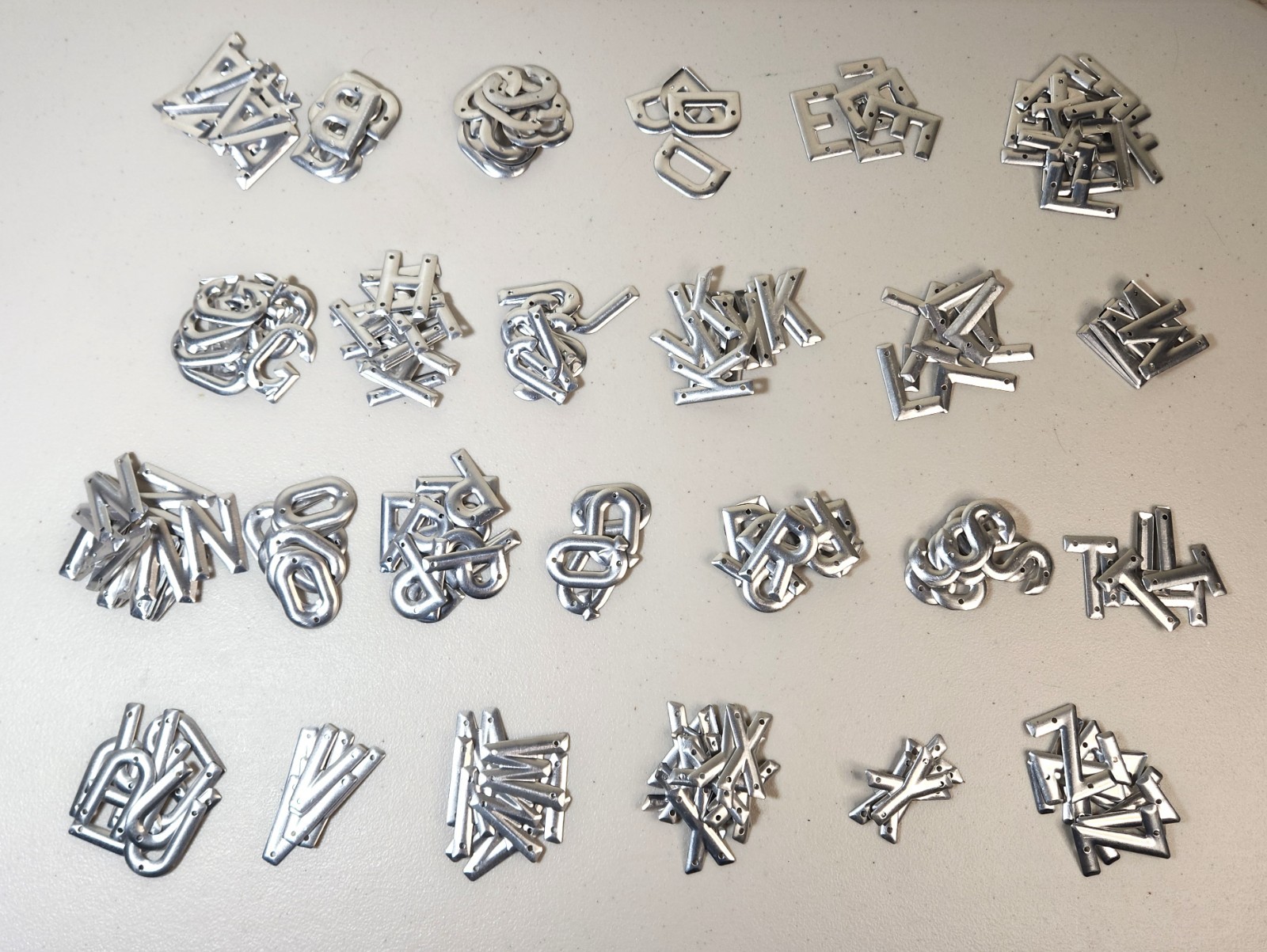 Lot of Approx. 244 Single A-Z Aluminum 1" Crafter's Signs **Missing Letter I**