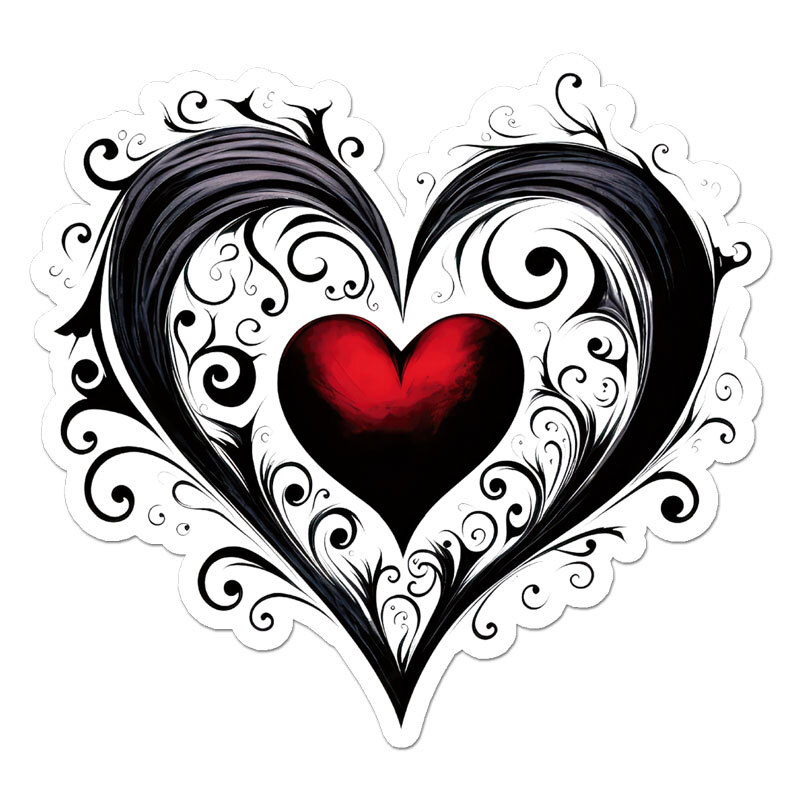 Gothic Black Red Heart, Vinyl Decal Sticker, Indoor Outdoor, 3 Sizes, #11684