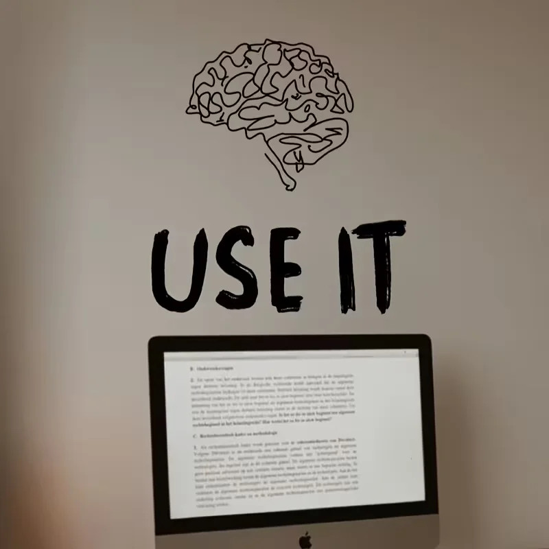 USE IT" Brain Wall Sticker Contemporary Cartoon Design Home Decor Living Room,