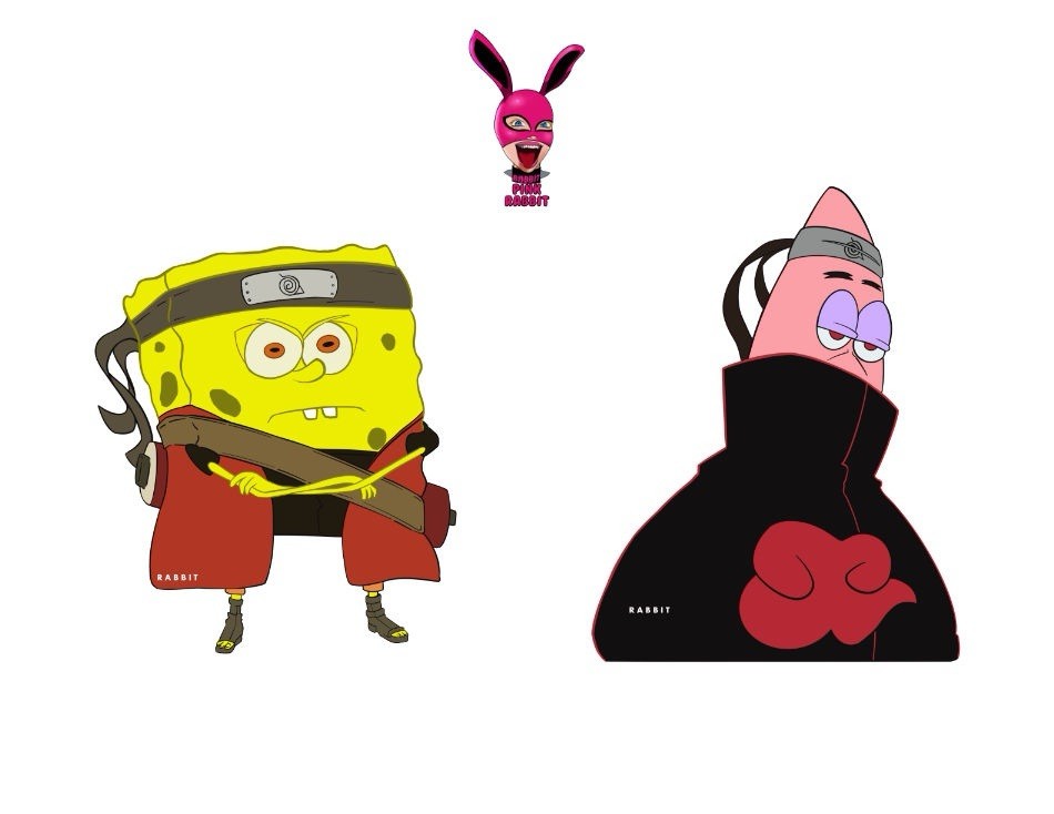 Phone Case Funny SpongeBob Square & Patrick Naruto Ninja Vinyl Sticker Decal Set