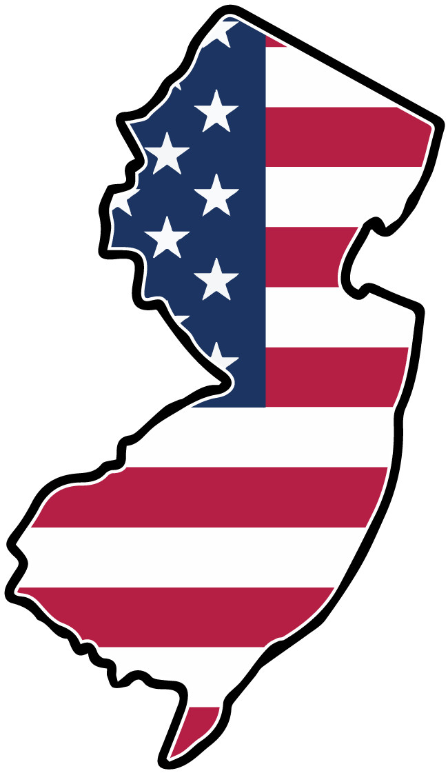 State of New Jersey Flag Map Sticker Decal USA New Jersey State