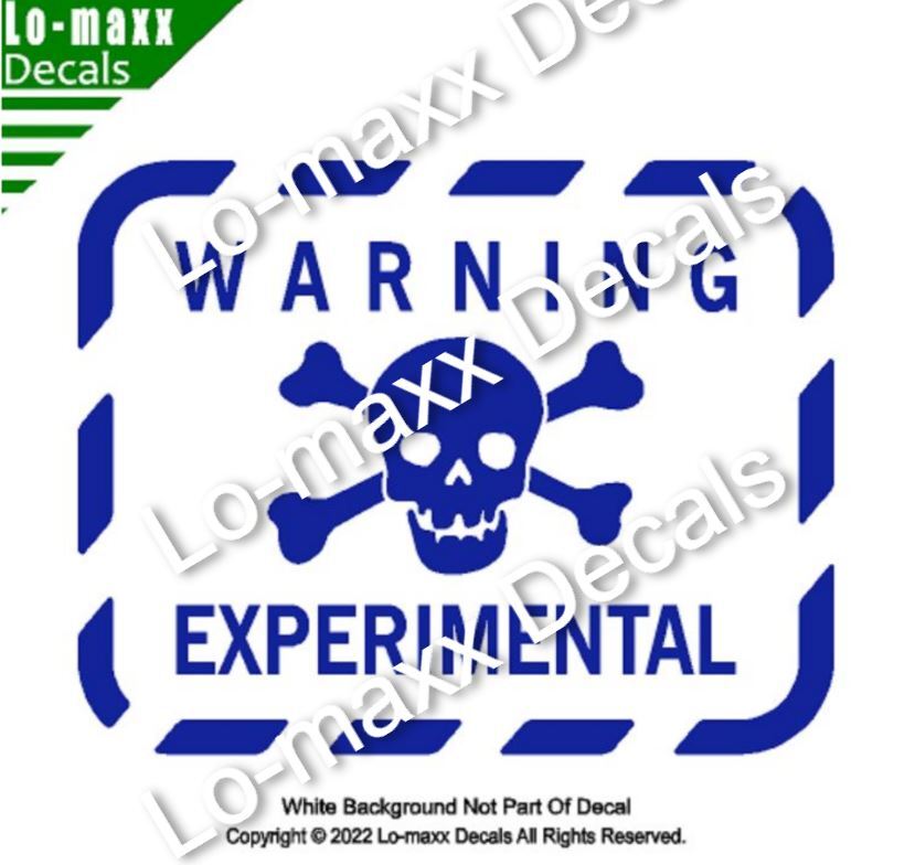 Warning Experimental Skull And Cross Bones Custom Graphic Die Cut Vinyl Decal