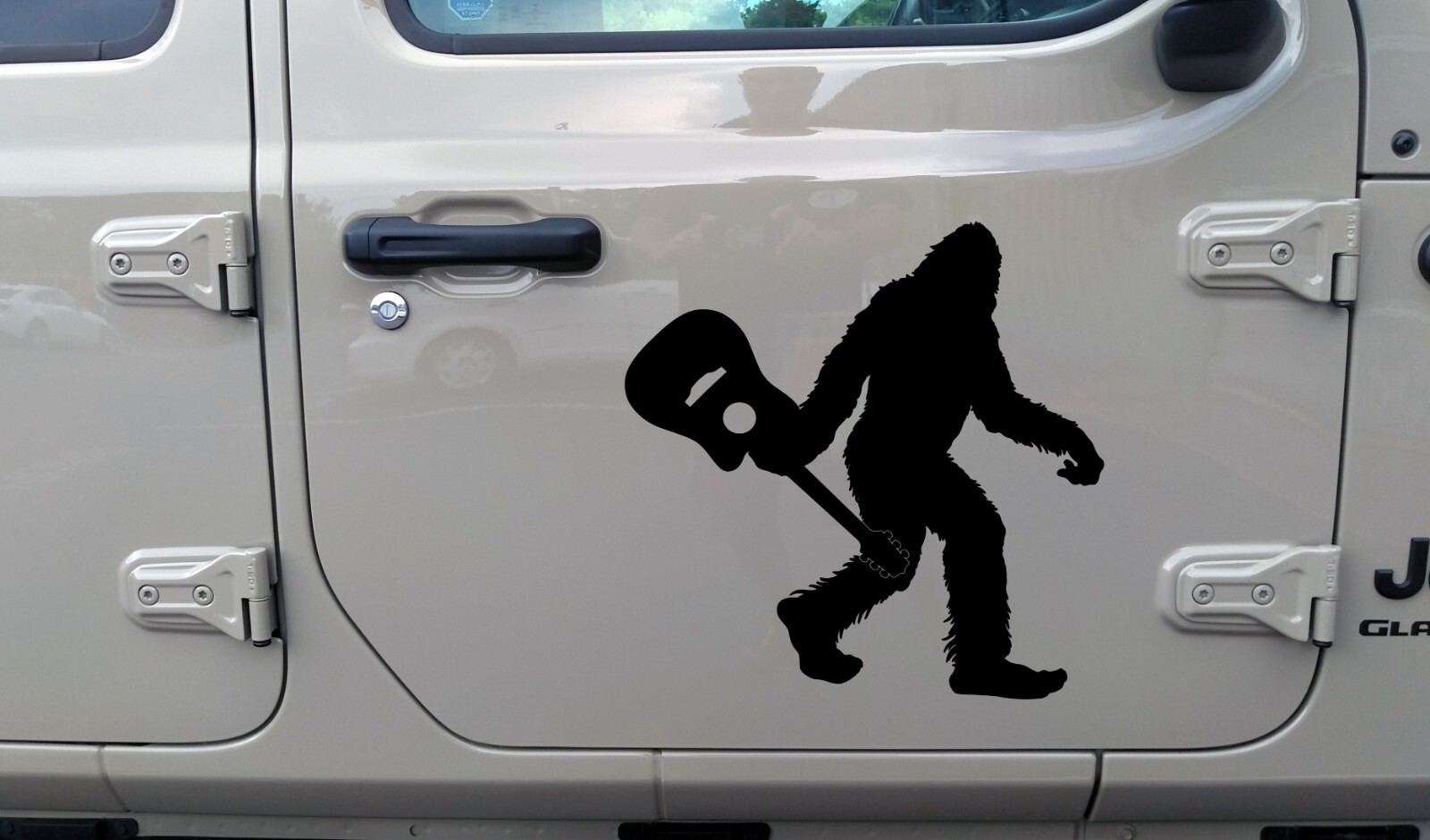 Bigfoot Carrying Guitar Vinyl Decal – Sasquatch Acoustic Bluegrass Sticker