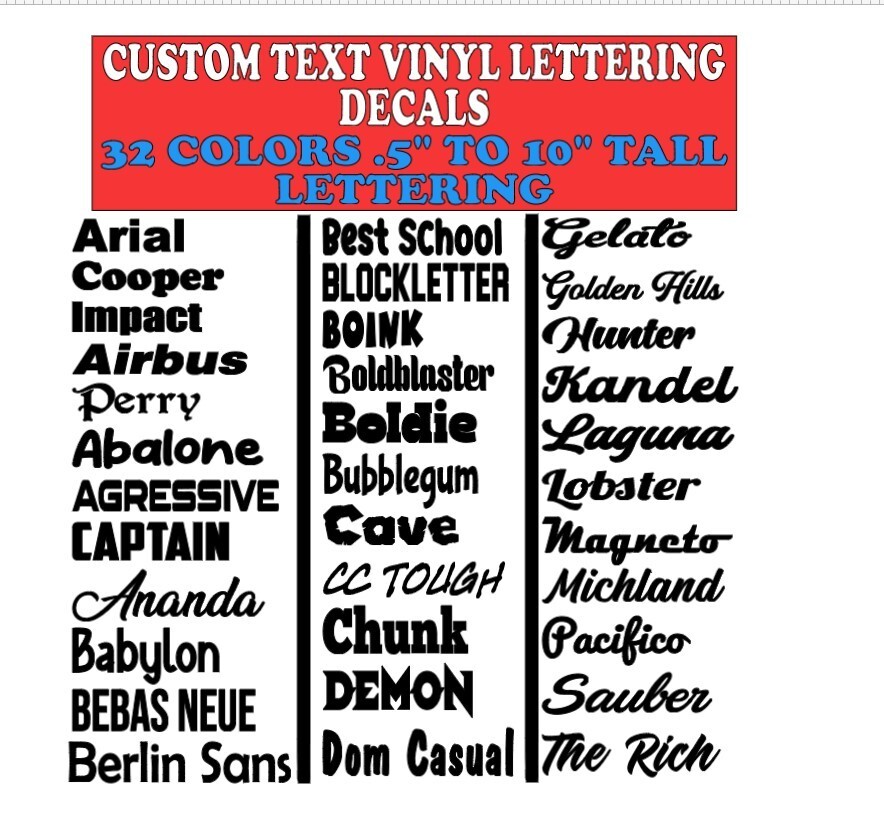 Custom Text Vinyl Lettering Transfer Sticker Decals Any Text-Numbers-Any Font v6